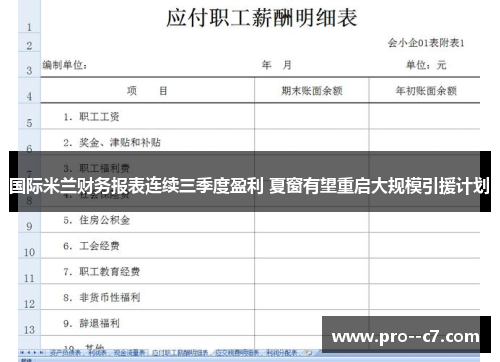 国际米兰财务报表连续三季度盈利 夏窗有望重启大规模引援计划